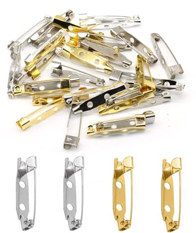 Pins Epingles de Broche, Épingles Nourrice, Épingle de Badge en Ton Argent, Epingles de Surete, Barres Fermoir de Sécurité, Broches de Sécurité, Fermoirs à Epingles Secure Retour Fermoir Bijoux