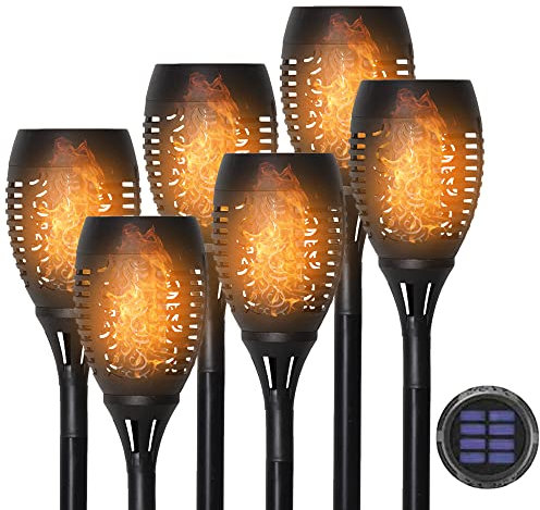 Solar Fackeln | 6er Set Solar Lampe Outdoor | Solar Gartenleuchte | LED Gartenbeleuchtung Solar | Gartenleuchten Solar | Gartendeko Solar für Garten | Balkon | Hof| Auffahrt | Weg | Beet