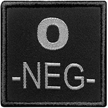 GROUPE SANGUIN O NÉGATIF BRODÉ SUR TISSU NOIR