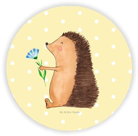 Mr. & Mrs. Panda Rund Magnet Igel Blumen - Geschenk, Notiz, Deko, Besuch, Krankenhaus, Souvenir, Gute Besserung, lustige Sprüche, Kühlschrank, Pinnwand