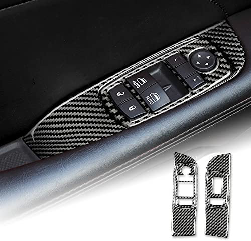 KUNGKIC Kohlefaser Innenbereich Zubehör Auto Tür Fenstersteuerung Schalttafel Dekorative Aufkleber Compatible with Dodge Challenger 2015-2020 Türarmlehne Abdeckung