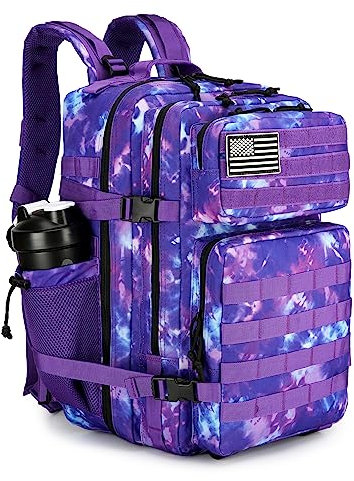 Lovelinks21 Taktischer Assault-Rucksack, 45 l, 3 Tage Assault Pack mit Molle wasserdichter Rucksack für taktische Rucksäcke, Lila Camouflage, standard, Rucksack