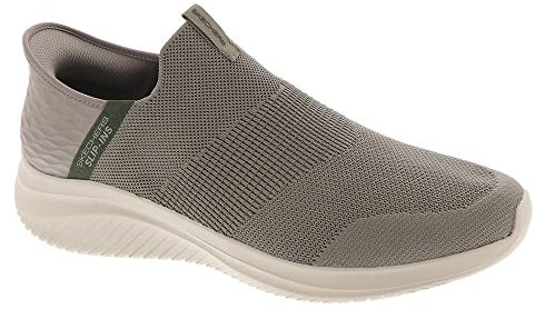 Skechers Men's Ultra Flex 3.0 Viewpoint Loafer, Taupe Knit/Olive Trim, 8 UK