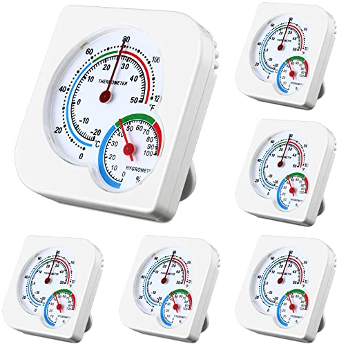 6 Pcs Indoor Thermometer and Humidity Gauge Indoor Mini Thermometer Hygrometer Temperature Humidity Meter Temperature and Humidity Monitor with Points for Home, Room, Kitchen, Patio, Planting Room