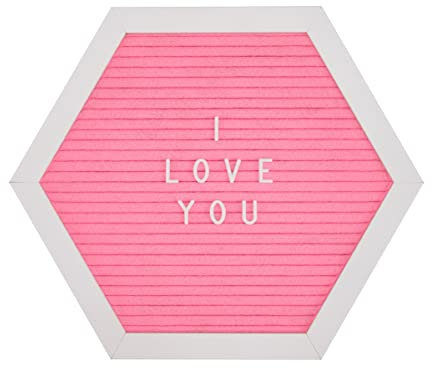 Melannco Filz-Buchstaben-Tafel, sechseckig, mit Buchstaben & Zahlen, für Ankündigung, Pink & Weiß