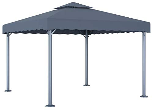 XIAOGUANG Tonnelle pour extérieur, Tonnelle de jardin, Tonnelle pour terrasse, Pergoles de jardin, Gris anthracite aluminium 300 x 300 cm
