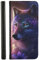 CoverHeld Handyhülle für iPhone 6 / 6s Hülle aus Kunstleder zum klappen mit Motiv 3490 mystischer Wolf lila Blüten