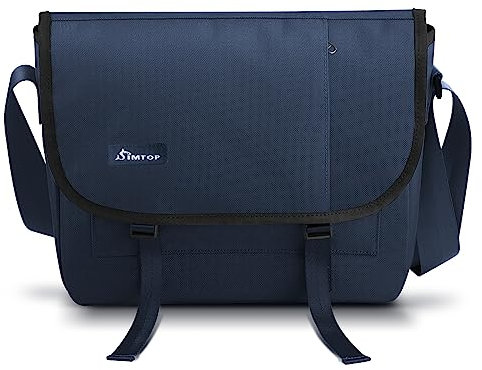 SIMTOP Tablet Tasche Umhängetasche Tasche Messenger Bag mit Gepolstertem Schultergurt Schultasche Herrentasche für Arbeit, Schule, Business Outdoor Büro Blau