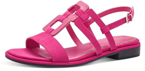 MARCO TOZZI Damen Sandalen mit Absatz mit Verstellbarem Riemen Sommer, Rosa (Pink Comb), 37 EU