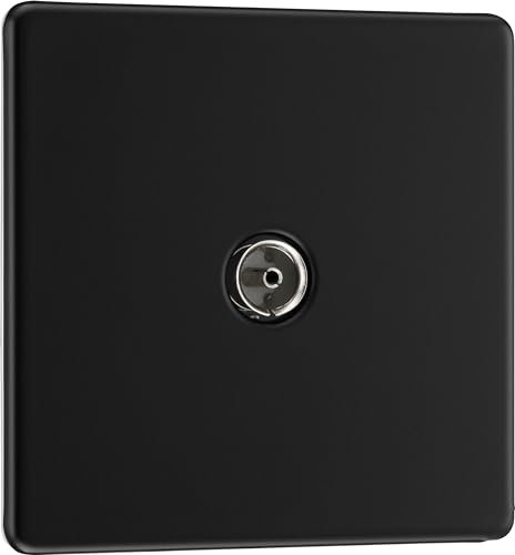 BG Electrical Single Co-Axial Aerial Connection, Matt Black