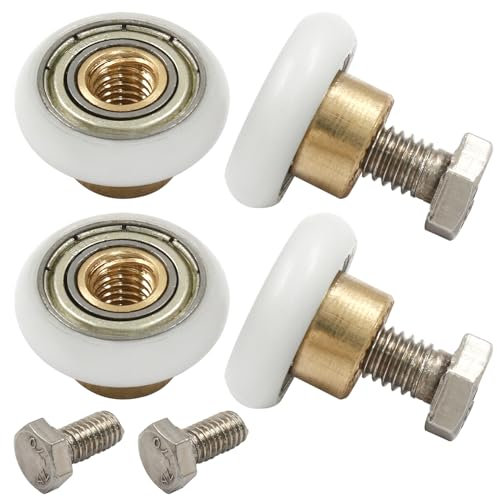 Rierdge 4 Pcs 20mm Dia Shower Door Wheels Rollers Runners with Box for The Bathroom Glass Sliding Door Pulleys