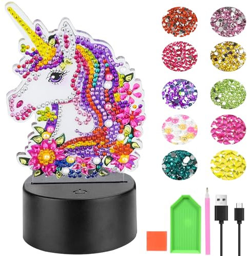 FORMIZON Basteln Mädchen 4 5 6 7 8 9 Jahre, 3D Diamond Painting Kit für Kinder 3–8 Jahre, Kreative Basteln Spielzeug für Geburtstag Kreative Geschenke, Weihnachtsgeschenke (Einhorn)