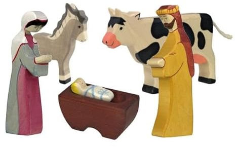 Heilige Familie | 6-teiliges Krippenfiguren Set | Holztiger | Weihnachtskrippen Zubehör