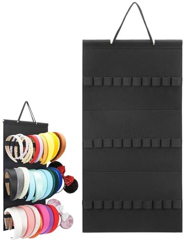 ZORQ Organizador de diadema para colgar en la pared, 30 rejillas de almacenamiento para lazos de fieltro