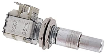 Basspotentiometer B50k Pg324 mit Mittelrastung, Metall, Silber | Konzentrisches Doppelpotentiometer, Vintage Ausführung, für E-gitarren, 1 Stück