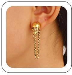 Wendalern Gothic Totenkopf Kette Ohrringe Gold Quaste Baumeln Skelett Vintage Geist Ohrstecker Zucker Totenköpfe Aussage Y2k Schmuck Für Frauen Und Mädchen