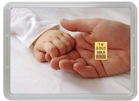 Geschenk zur Geburt - Goldbarren 1g in Geschenk Motivbox “Alles Gute” - Feingold - Echtheitsgarantie