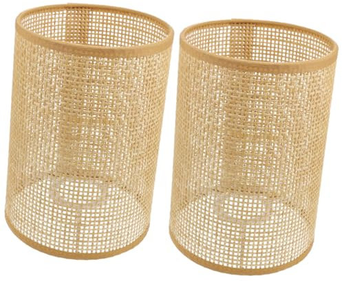 LIFKOME Lampe Suspendue En Rotin Tissé 2 Pièces Abat-Jour Lampadaire Domestique