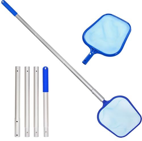 Retino da 180 cm per piscine e laghetti, con asta, paletta per vasca idromassaggio, accessorio per la pulizia della piscina, rete a maglia fine e palo in alluminio, per fontana Lay-Z Spa acquario