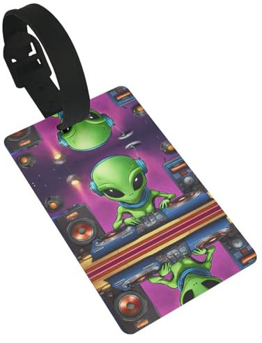 Mqgmz grün Alien Druck Koffer Label Gepäckanhänger Etiketten, Instrument Ledertasche Fall Tags Reise-Zubehör
