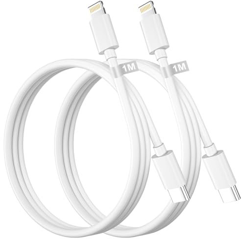 Câble USB C vers Lightning 1M/Lot de 2[Certifié A-pple MFi],Câble iPhone USB C Lightning Cable Chargeur iPhone Charge Rapide Cable Lightning USB C Cordon pour iPhone 14 13 12 11 Pro Max/XS/X/SE/8/iPad