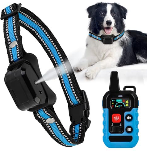 HOMELYLIFE Dog Anti-Bark Collar – 4 Modes (Vibration/Sound/Spray/Reinforcement Spray), No Shock, 1000ft Range Upgrade Stop Barking Remote Training Collar for Small, Medium & Large Dogs
