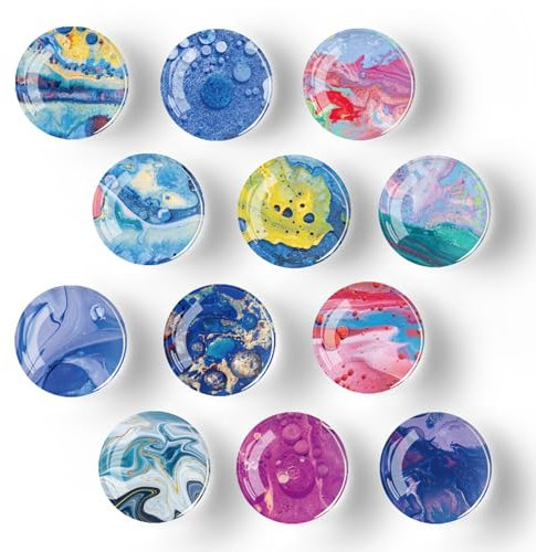 Kühlschrankmagnete, 12 Stück Kühlschrank Magnet, Magnete für Magnettafel für Kühlschrank, Whiteboard, Pinnwand, Küche, Kinder und Erwachsene Geschenk (Glas Bunter)