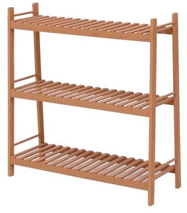 Hoclauho 3-Tier Holz Pflanzenregal, Pflanzenständer Blumenregal Stabiler Blumenständer Blumentreppe mit Mehreren Ablagen Ideal für Garten und Balkon(Holzfarben)