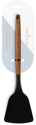 Silk Route Home Acacia Wood & Black Silicone Turner Kitchen Utensil