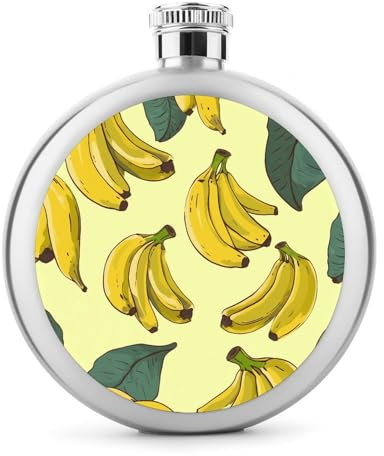 Edelstahl-Flachmann, Bananen-Druck, Taschenflasche, Flachmann, Reiseflasche, tragbarer Flachmann, Likörflasche, Metallflasche