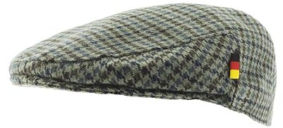 Patriia Mütze Deutsche Flagge Herbst-Winter. Handwerkskunst, von Hand gefertigt. Mütze Mann. Baskenmütze Frau. Barett. (DE/NL/SE/PL, Alphanumerisch, M, Hahnentritt Grüner)