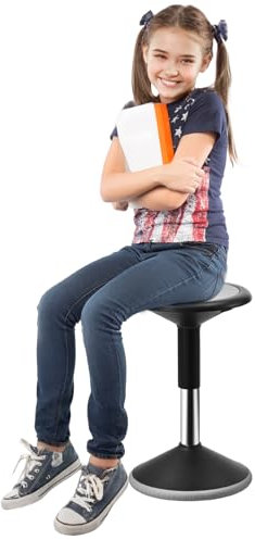 VEVOR Silla Oscilante Silla Activa de Altura Ajustable 40-55 cm, Taburete Oscilante con Asiento Flexible Hecho de PVC y ABS Ideal para Niños de 12 a 18 Años en Escuelas, Oficinas, Hogares, Negro