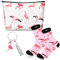 Xuniea 3 Stück Inspirierendes Geschenk Set für Frauen Kosmetiktasche Schlüsselanhänger und Socken Dankeschön Geschenk mit Tiermotiven für Mitarbeiter Weihnachten Geburtstag (Flamingo Stil)