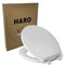 HARO Runder WC-Sitz, strapazierfähig, bis zu 250 kg Kapazität, sichere Scharniere nach amerikanischem Standard, langsam schließender Sitz, rutschfeste Stoßstangen, weiß, Advanced (PP), 41,9 x 36,8 x