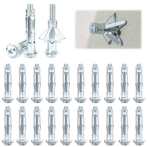 20 Piezas Tacos de Expansión Metálicos, M8 x 52 mm Tacos Metalicos de Expansion, Anclajes de Expansión Tornillos, Acero Zincado Tarugo Metalico de Expansion, para Placas de Yeso Cuerpo Hueco Metálico