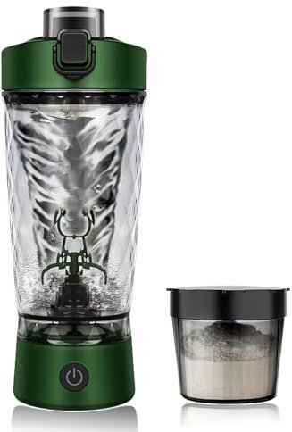 flintronic Protein Shake Bottle,650ml USB C Rechargeable Electric Protein Shake Bottle, Leakproof Travel Shaker for Protein Shakes-BPA Free, Made with Tritan, Removable Base(Green)
