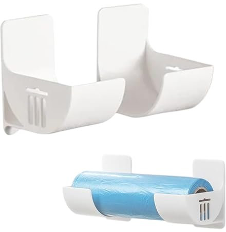 4 Stück Nein Stanzen Küchen Organizer, Selbstklebende wandmontierte Aufbewahrungsbox, Schranktüren Aufbewahrung Wandregal, Wand Montierter Müllsack Spender Organizer Küche für Zinnfolie, Müllsack