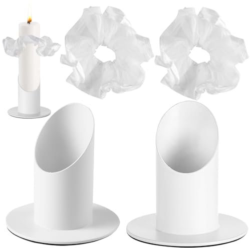 Giugio Kerzenständer Kommunionkerze, Metall Kerzenhalter mit Tropfschutz für Stabkerzen, mit Weiß Kerzenrock, Kommunion kerzenständer Deko für Taufkerze, Hochzeit Kerze, Taufkerzenständer