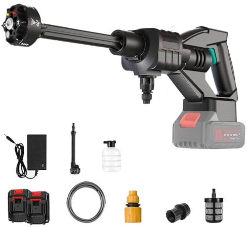 50Bar Nettoyeur Haute Pression,Nettoyeur Haute Pression sans Fil,Nettoyeur Haute Pression Portable avec 2 Batteries,Nettoyeur Haute Pression pour Lavage de Voitures,FenêTres,Pelouse,Piscine