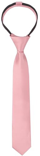 Alizeal Ragazzi Tinta unita Pre-legato 6cm Zipper Skinny Cravatta, Rosa cipria, Taglia Unica