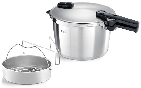 Fissler Vitaquick Premium/Large Pressure Cooker (8 L, Diameter 26 cm) with Insert, Stainless Steel Pressure Cooker, 2 Cooking Levels, Made in Germany, Induction