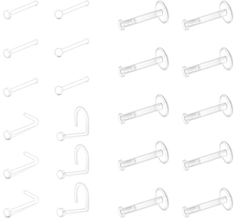 LAURITAMI Piercing de nez en plastique transparent Bioflex Piercing de lèvre en silicone, UV