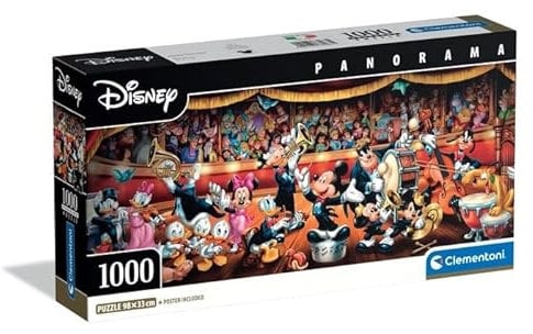 Clementoni Puzzle 1000 pieces Panorama Collection, Disney Classic Orchestra, Compact box, Made in Italy, 37067