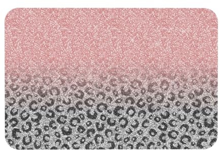 YOFIEN Roségold-Silber-Glitzer-Leopardenmuster, Badematte aus Kieselgur, rutschfest, super saugfähig, Badezimmerteppich, Bodenmatte, 39,9 x 60,9 cm