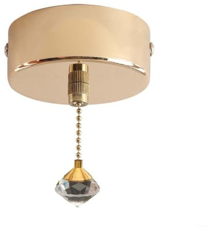 EXTRWORY Pull Cord Light Switch, Bathroom Light Switch Ceiling Mounted Antique Brass Chain Kit For Bathroom Ceiling Pendant Diameter 80Mm, Length 150Cm(Gold)