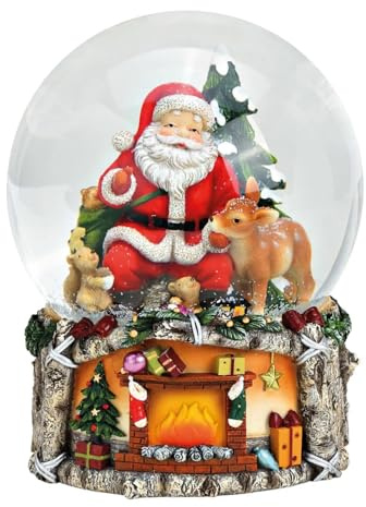 Weihnachten Schneekugel Musik Spieluhr (Weihnachtsmann und Tiere Ø20 cm)