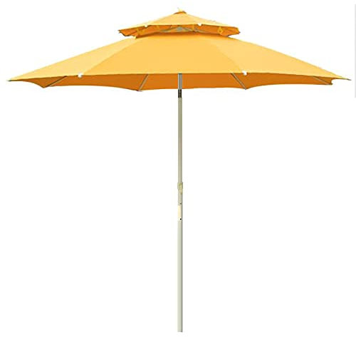 Sombrilla de patio de doble techo, sombrilla redonda inclinable, toldo extraíble para jardín, patio, terraza, solución de sombra de jardín amarilla