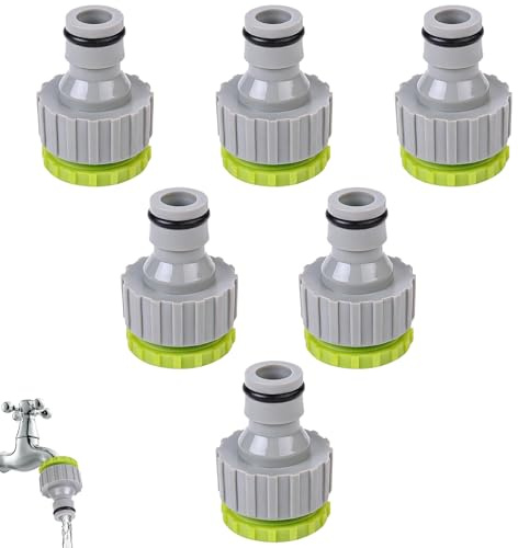 Dargkwn Adaptador de Grifo Universal Sin Fugas, Conector de Manguera 2 en 1 para 1/2 y 3/4 Pulgada, Sistema de Conexion Rapida para Riego de Jardin y Lavado de Coche, Alta Resistencia, Pack de 4