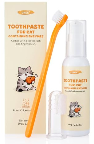 Kit de soins dentaires pour chat, dentifrice enzymatique goût poulet rôti