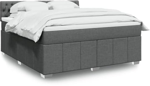 YNGBHFNOP Boxspringbett mit Matratze Dunkelgrau 180x200 cm Stoff Taschenfederkernmatratze Höhenverstellbares Kopfteil Matratzenauflage Lattenrost Komfort Schlafzimmer Bettgestell XXL